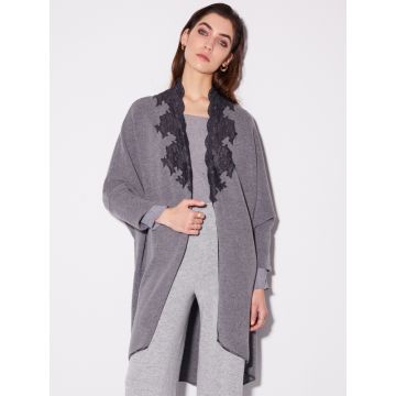Cape-Jacke Kuschel Cotton mit Spitze in grau von Chiara Fiorini - Hose und Shirt sind nicht im Lieferumfang enthalten
