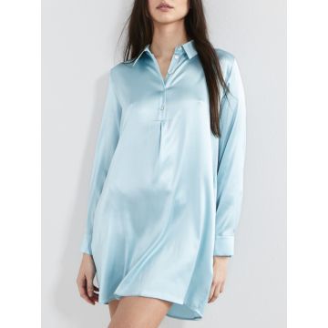 Stretchseide kurzes Sleepshirt Sloane Street crystal blue von Eva B. Bitzer