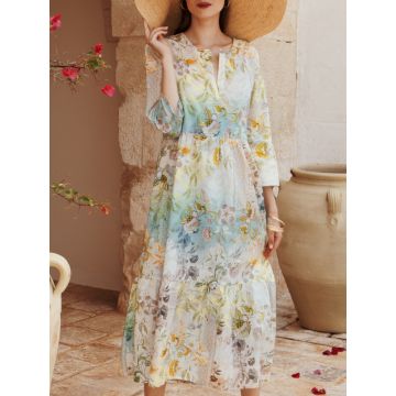 Leichtes Sommer Kleid aus Baumwolle Panarea in limette türkis von Eva B. Bitzer